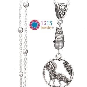 Handcreated Wolf Necklace on Sterling Silver Chain